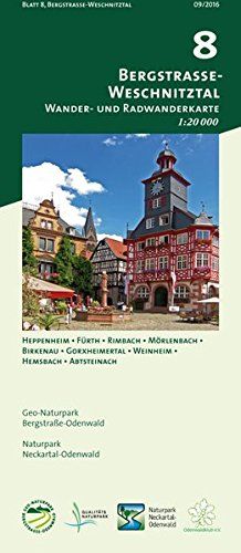 Blatt 8, Bergstraße-Weschnitztal: Wander- und Radwanderkarte 1:20.000. Mit Heppenheim, Fürth, Rimbach, Mörlenbach, Birkenau, Gorxheimertal, Weinheim, ... (Odenwald Freizeitkarten Maßstab 1:20.000)