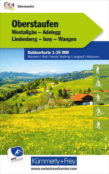Oberstaufen Nr. 55 Outdoorkarte Deutschland 1:35 000: Westallgäu, Adelegg, Lindenberg, Isny, Wangen, free Download mit HKF Outdoor App (Kümmerly+Frey Outdoorkarten Deutschland)