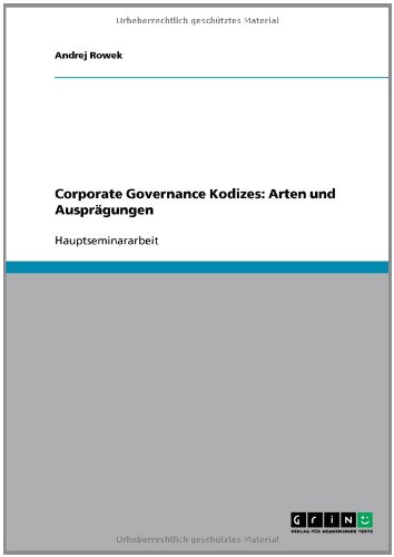 Corporate Governance Kodizes: Arten und Ausprägungen