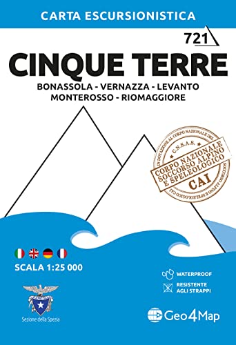 Cinque Terre Bonassol: Wanderkarte 1:25000