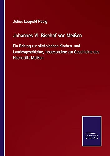 Johannes Vl. Bischof von Meißen: Ein Beitrag zur sächsischen Kirchen- und Landesgeschichte, insbesondere zur Geschichte des Hochstifts Meißen