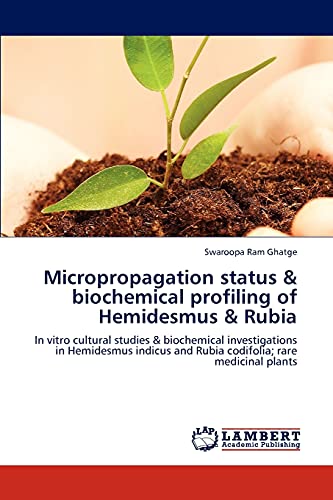 Micropropagation status & biochemical profiling of Hemidesmus & Rubia: In vitro cultural studies & biochemical investigations in Hemidesmus indicus and Rubia codifolia; rare medicinal plants