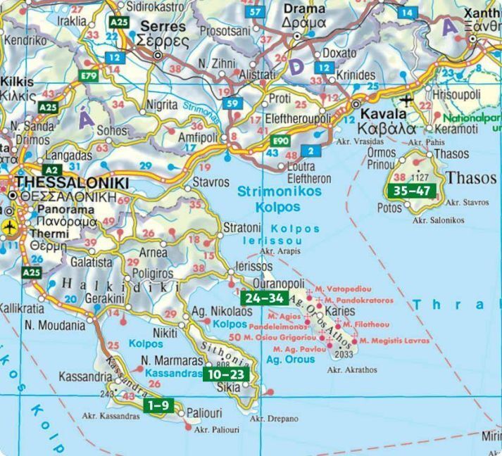 ROTHER Wanderführer Chalkidiki - Thassos. 47 Touren auf Kassandra und Sithonia, in der Mönchsrepublik Athos und auf der Insel Thassos
