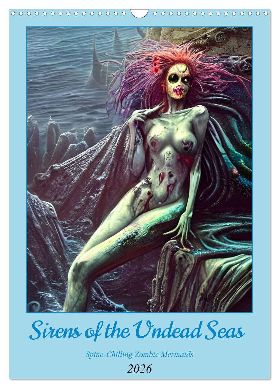 Sirens of the Undead Seas (Wall Calendar 2026 DIN A3 portrait), CALVENDO 12 Month Wall Calendar: Spine-Chilling Zombie Mermaids