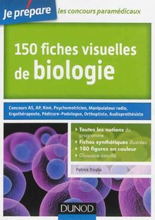 150 fiches visuelles de biologie : concours AS, AP, kiné, psychomotricien, manipulateur radio, ergothérapeute, pédicure-podologue, orthoptiste, audioprothésiste