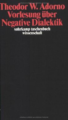 Vorlesung über Negative Dialektik: Fragmente zur Vorlesung 1965/66 (suhrkamp taschenbuch wissenschaft)