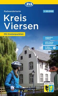 Radwanderkarte BVA Kreis Viersen mit Knotenpunkten, 1:50.000, reiß- und wetterfest, GPS-Tracks Download, E-Bike-geeignet (Radwanderkarte 1:50.000)