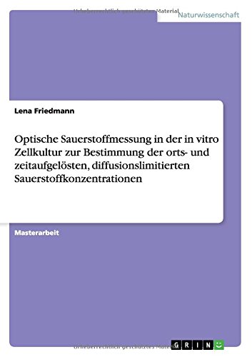 Optische Sauerstoffmessung in der in vitro Zellkultur zur Bestimmung der orts- und zeitaufgelösten, diffusionslimitierten Sauerstoffkonzentrationen