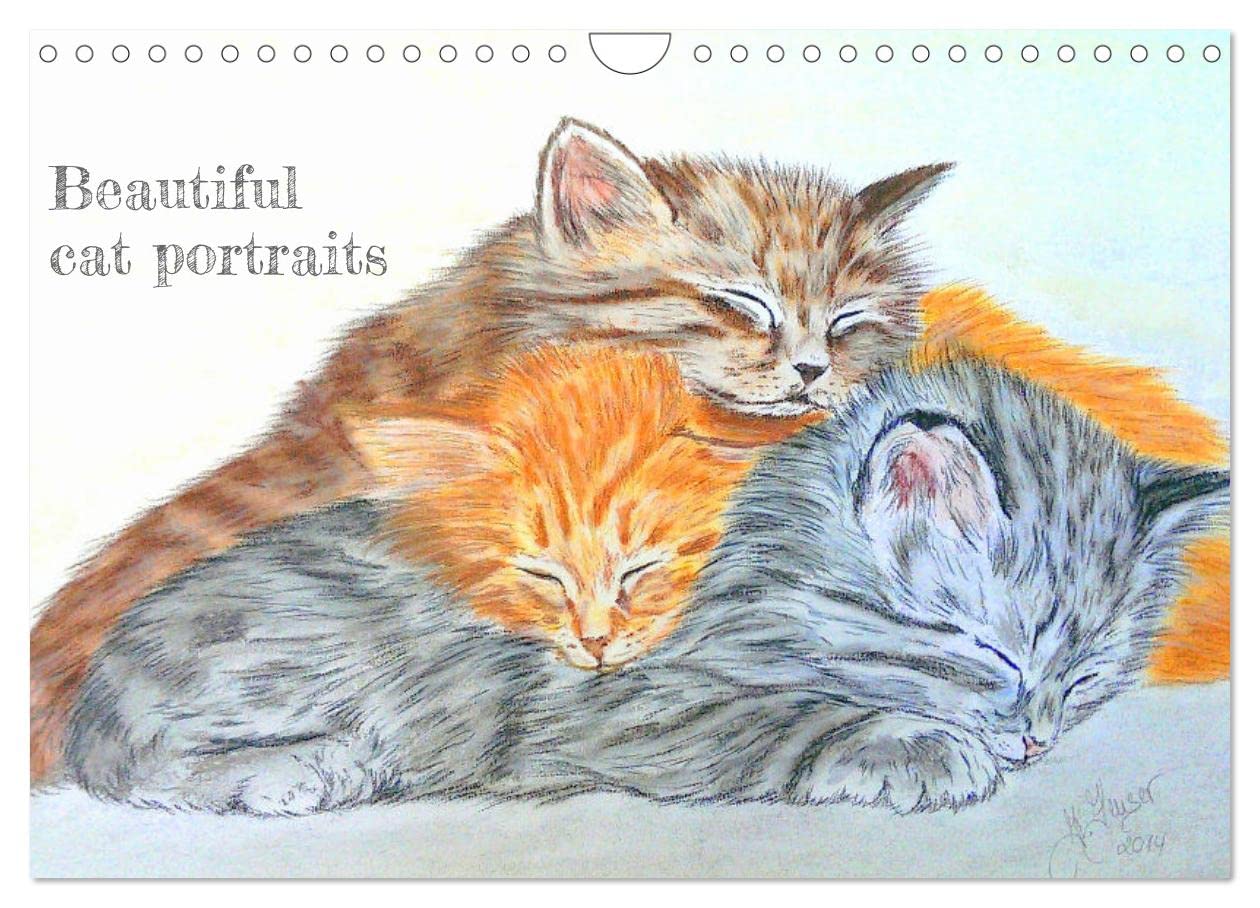 Beautiful cat portraits (Wall Calendar 2026 DIN A4 landscape), CALVENDO 12 Month Wall Calendar: Authentic portrait drawings of cats and kittens
