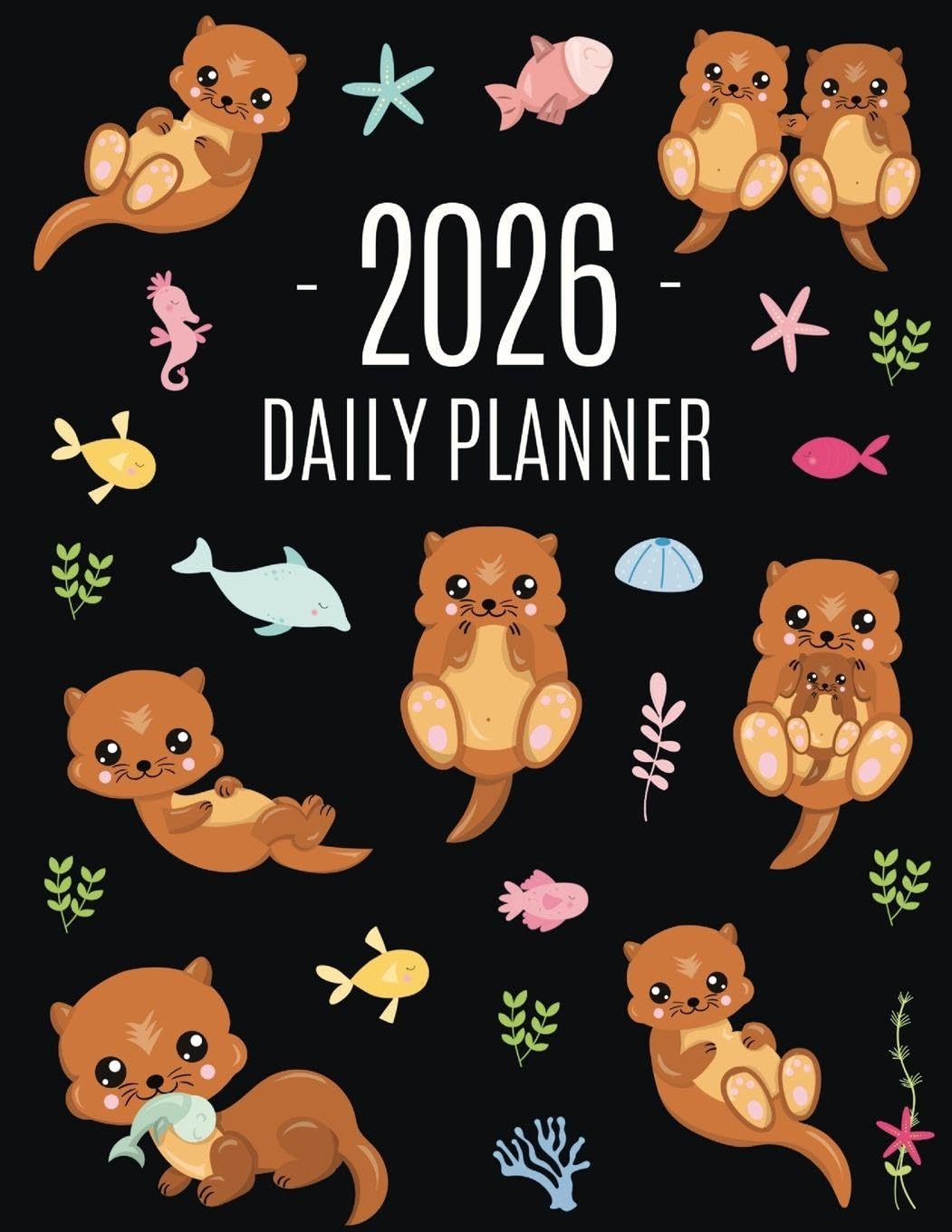 Press, Pimpom Pretty Otter Planner 2026, Daily Organizer, January-December (12 Months) | Cute Animal Year Scheduler With Pretty Pink Hearts