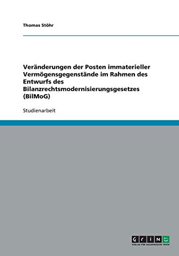 Veränderungen der Posten immaterieller Vermögensgegenstände im Rahmen des Entwurfs des Bilanzrechtsmodernisierungsgesetzes (BilMoG)