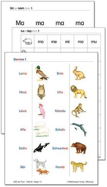 ABC der Tiere: Silbenkärtchen, Leseteppich, Domino. 16 Beilagen zum Leselehrgang