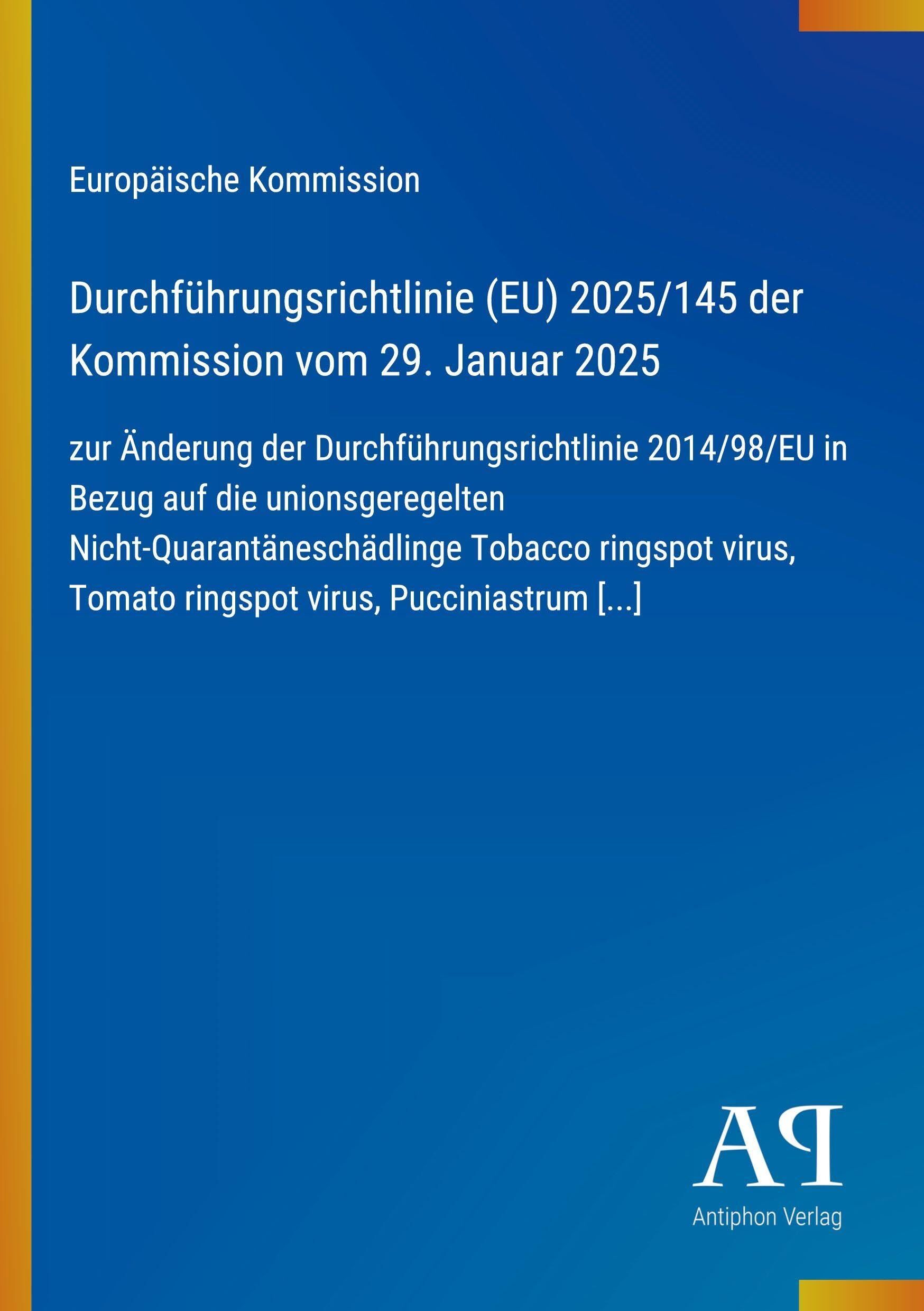 Durchführungsrichtlinie (EU) 2025/145 der Kommission vom 29. Januar 2025