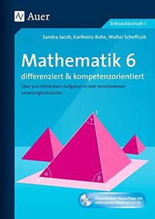 Mathematik 6 differenziert u. kompetenzorientiert: Über 500 editierbare Aufgaben in drei verschiedenen Schwierigkeitsstufen (6. Klasse) (Arbeitsblätter f.d. Mathematikunterricht)