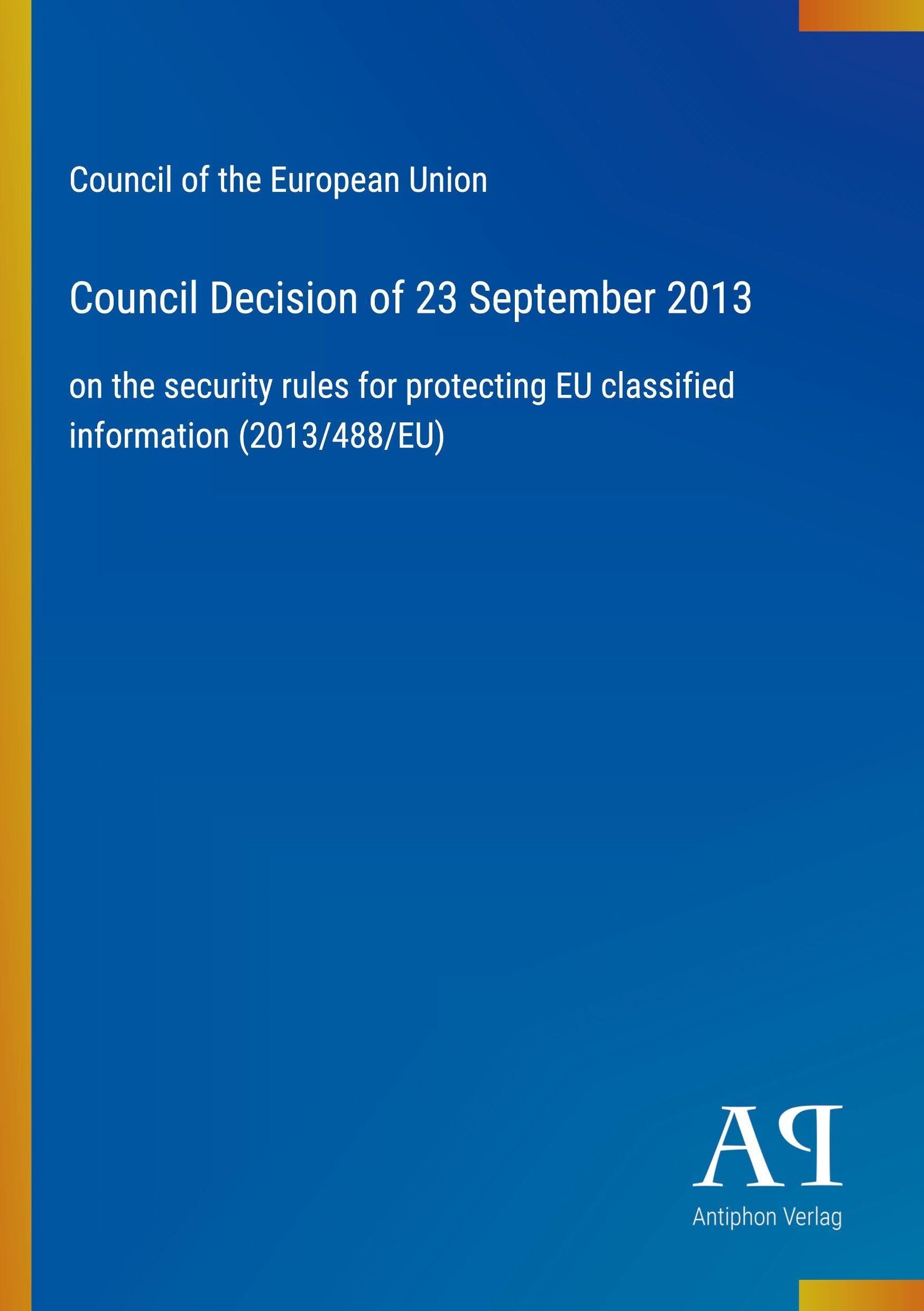 Council Decision of 23 September 2013