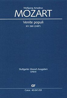 Venite populi (Klavierauszug): Offertorium de venerabili sacramento KV 260 (248a), 1776