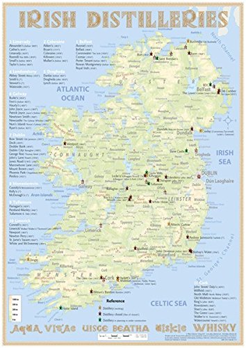 Whiskey Distilleries Ireland - Poster 42x60cm Standard Edition: Irish Whiskey Distilleries Map