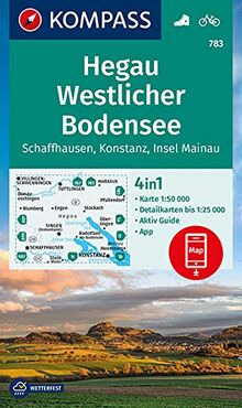 KOMPASS Wanderkarte Hegau Westlicher Bodensee, Schaffhausen, Konstanz, Insel Mainau: 4in1 Wanderkarte 1:50000 mit Aktiv Guide und Detailkarten ... (KOMPASS-Wanderkarten, Band 783)
