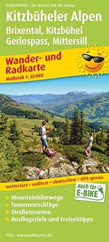 Kitzbüheler Alpen, Brixental - Kitzbühel, Gerlospass - Mittersill: Wander- und Radkarte mit Ausflugszielen & Freizeittipps, wetterfest, reißfest, ... 1:35000 (Wander- und Radkarte / WuRK)