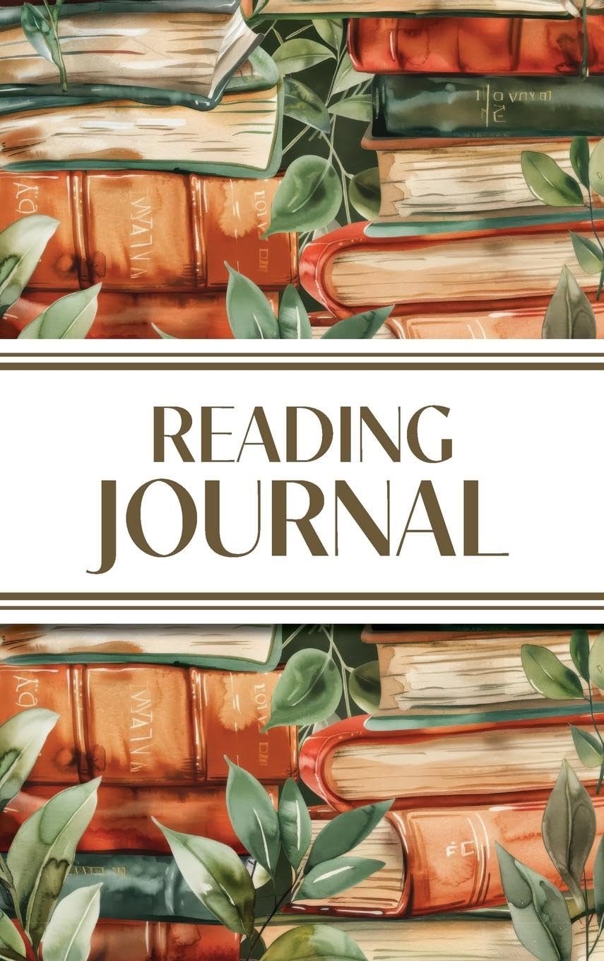 Reading Journal (Watercolour Stacked Books with Leaves): 6x9 Hardcover Book Lover's Diary; Book/Series Reviews, Reading Tracker, Favorite Book List, Favorite Quotes, Reading Challenges, and More!