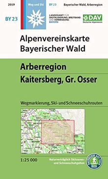 Alpenvereinskarte Bayerischer Wald, Arberregion, Kaitersberg, Osser: Wegmarkierung, Ski- und Schneeschuhrouten (Alpenvereinskarten)