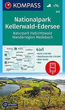 Nationalpark Kellerwald-Edersee, Naturpark Habichtswald, Wanderregion Medebach: 4in1 Wanderkarte 1:50000 mit Aktiv Guide und Detailkarten inklusive ... (KOMPASS-Wanderkarten, Band 845)