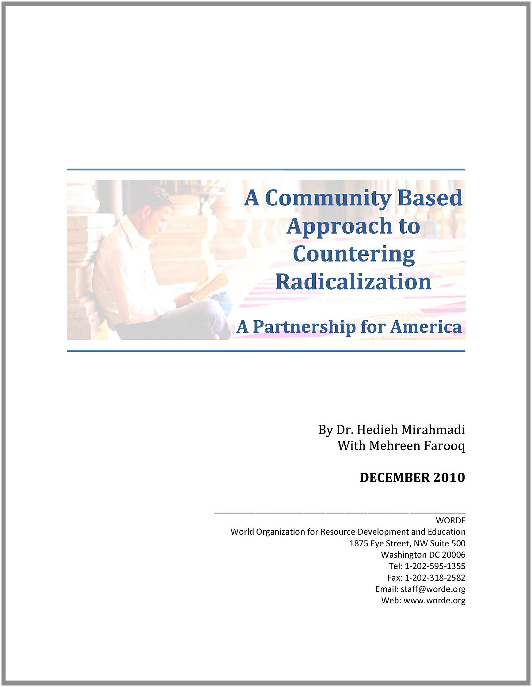 Hedieh Mirahamadi A Community Based Approach To Countering Radicalization, A Partnership For America