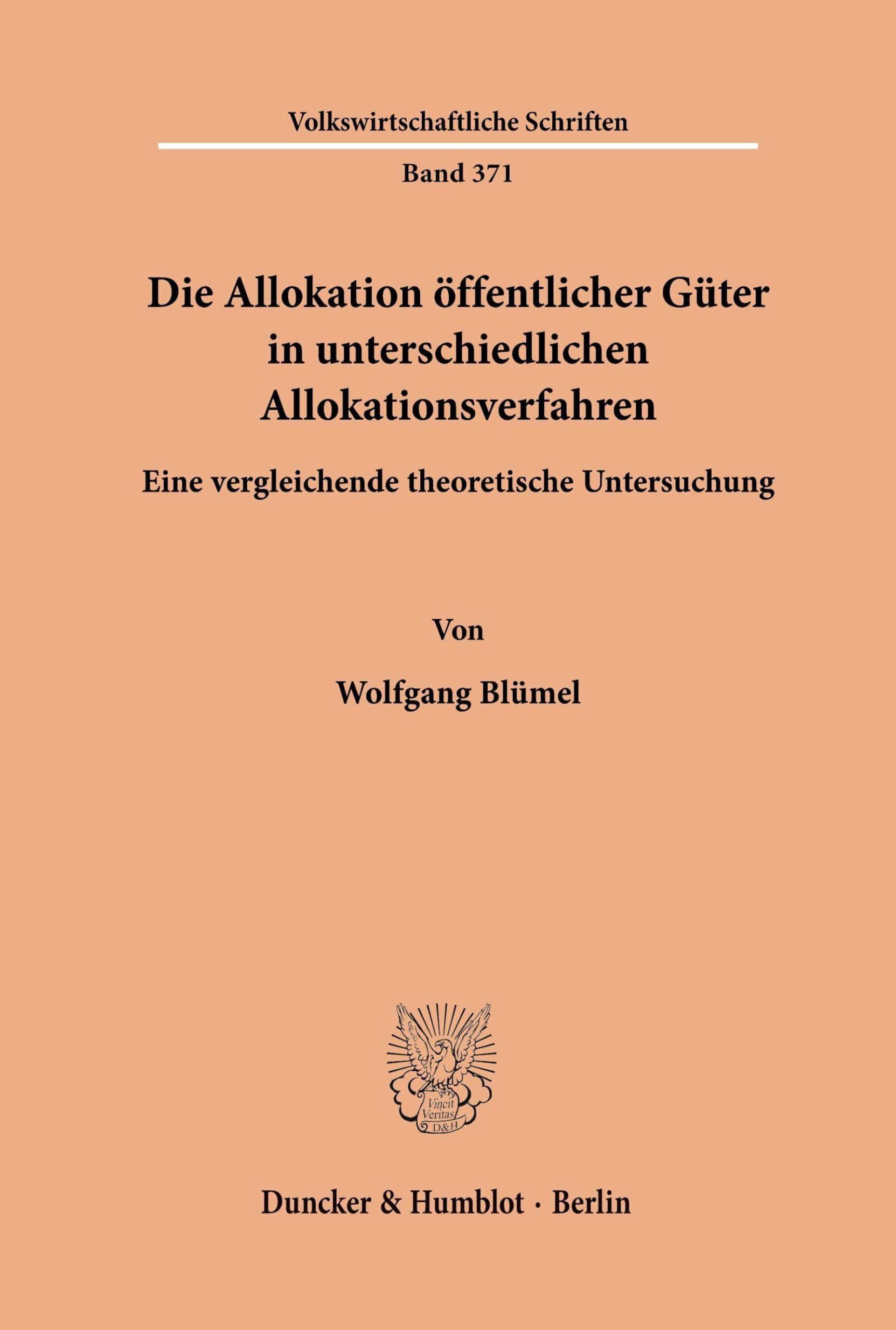 Die Allokation öffentlicher Güter in unterschiedlichen Allokationsverfahren.