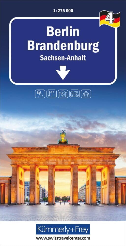 Kümmerly+Frey Regional-Strassenkarte 4 Berlin Brandenburg 1:275.000: Mit Sachsen-Anhalt. Inkl. Ortsverzeichnis und Reiseinformationen. Matt laminiert