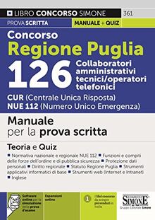 Concorso Regione Puglia 126 Collaboratori Amministrativi tecnici/operatori telefonici CUR (Centrale Unica Risposta) NUE 112 (Numero Unico Emergenza)