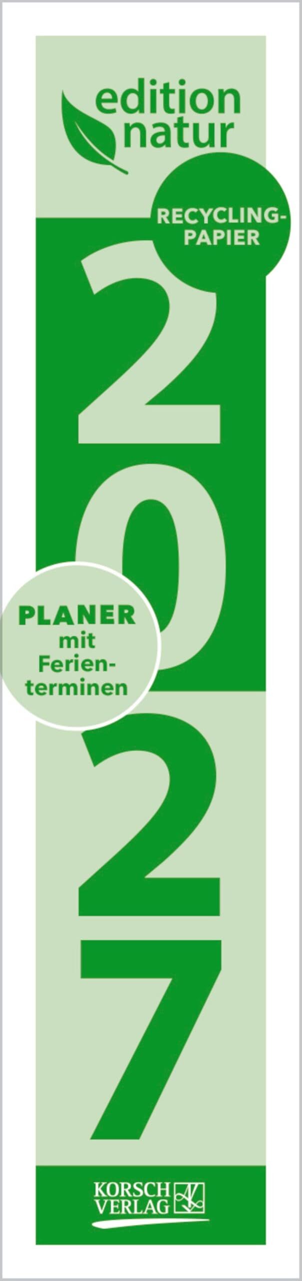 Streifenplaner Compact Dunkelgrün 2027 aus Recyclingpapier