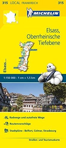 Michelin Elsass Oberrheinische Tiefebene: Straßen- und Tourismuskarte 1:150.000 (MICHELIN Localkarten)