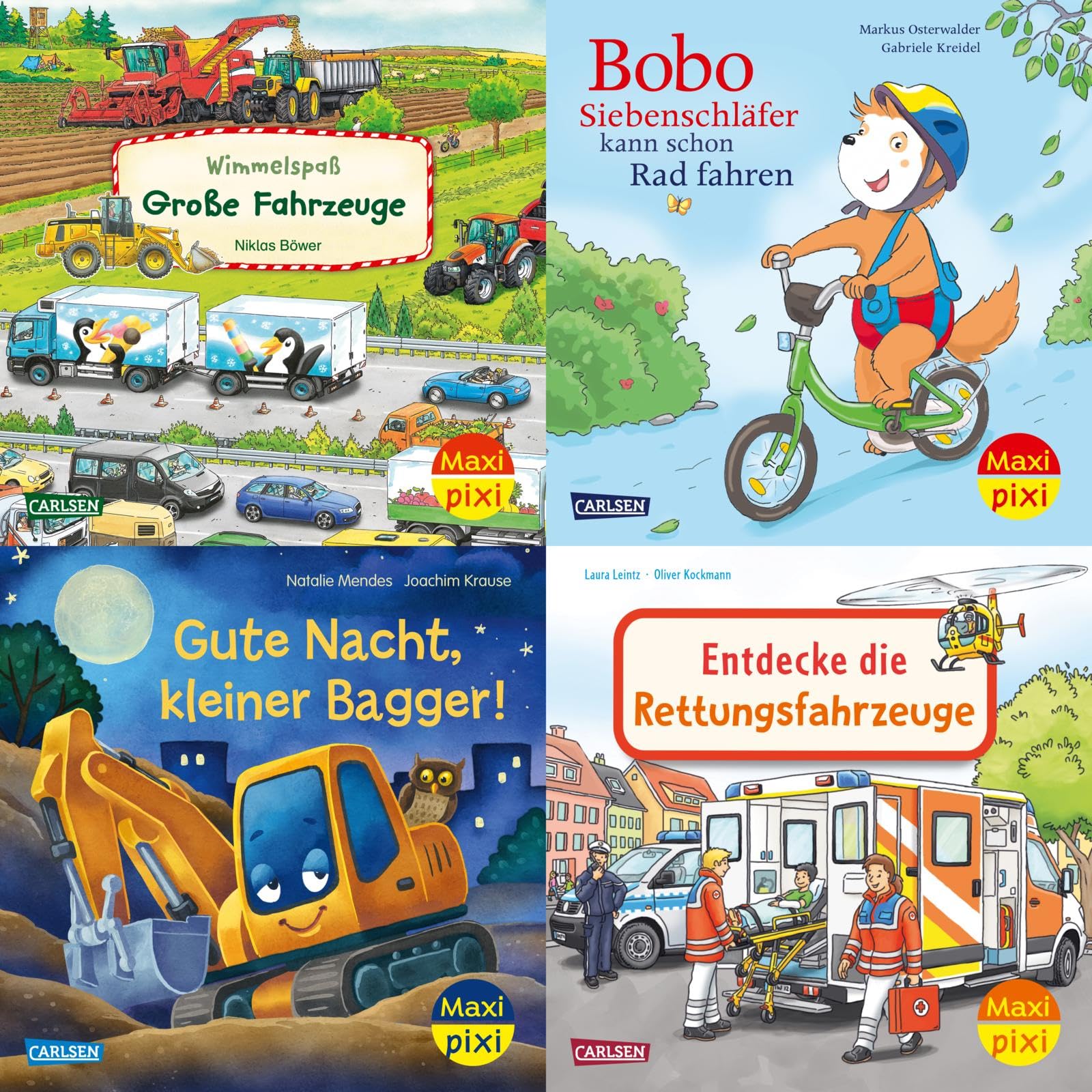 Maxi-Pixi-4er-Set 123: Große Räder – kleine Räder (4x1 Exemplar): 4 Minibücher rund um Fahrzeuge für Kinder ab 3 Jahren (123)