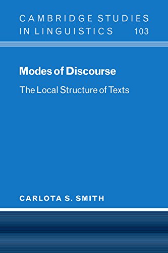 Modes of Discourse: The Local Structure of Texts (Cambridge Studies in Linguistics, Band 103)