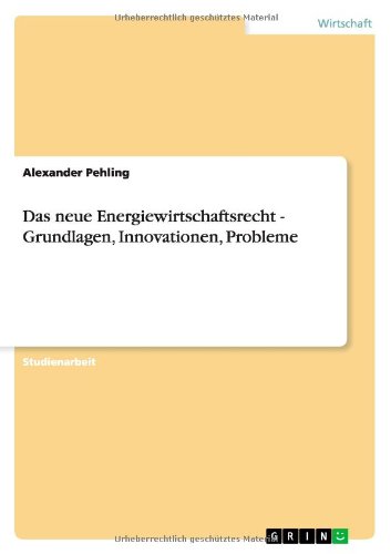 Das neue Energiewirtschaftsrecht - Grundlagen, Innovationen, Probleme