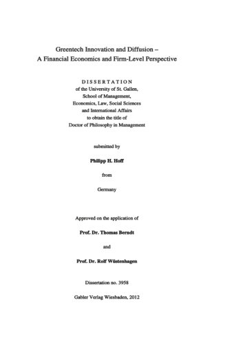 Greentech Innovation and Diffusion: A Financial Economics and Firm-Level Perspective (Schriften zum Europäischen Management)