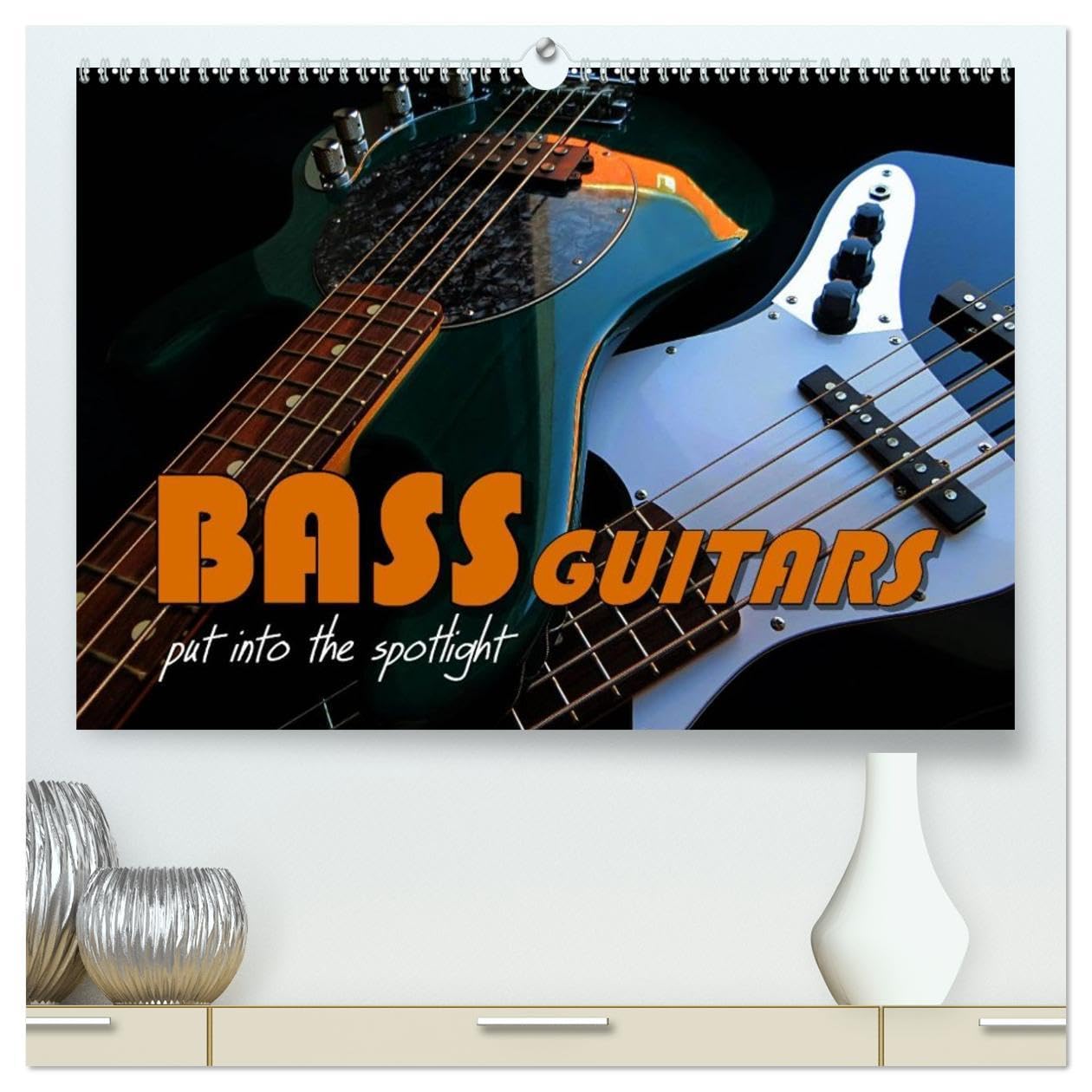 BASS GUITARS put into the spotlight (High Quality Premium Wall Calendar 2026 DIN A2 landscape),CALVENDO 12 Month Wall Calendar: Popular electric bass guitars