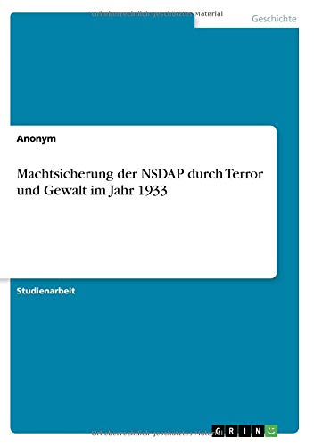 Machtsicherung der NSDAP durch Terror und Gewalt im Jahr 1933