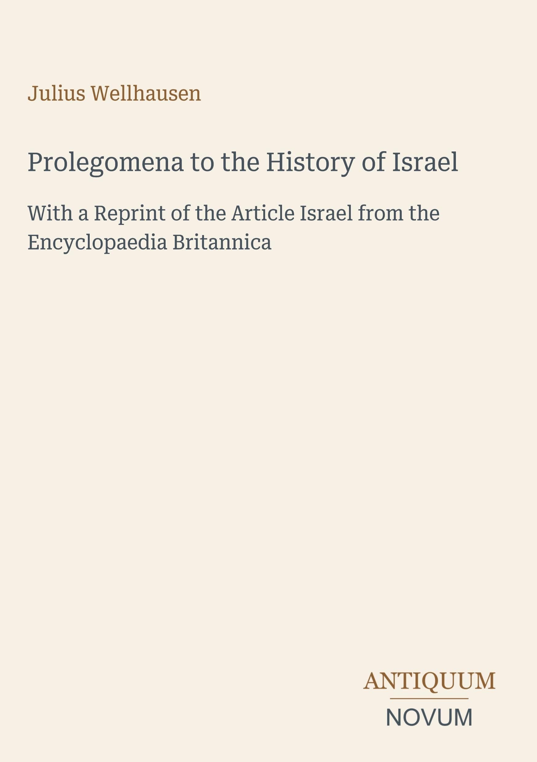 Prolegomena to the History of Israel