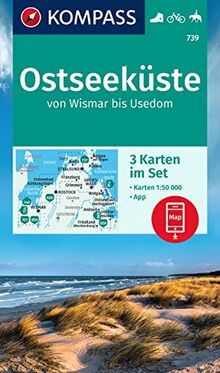 KOMPASS Wanderkarte 739 Ostseeküste von Wismar bis Usedom (3-K-Set): 1:50000