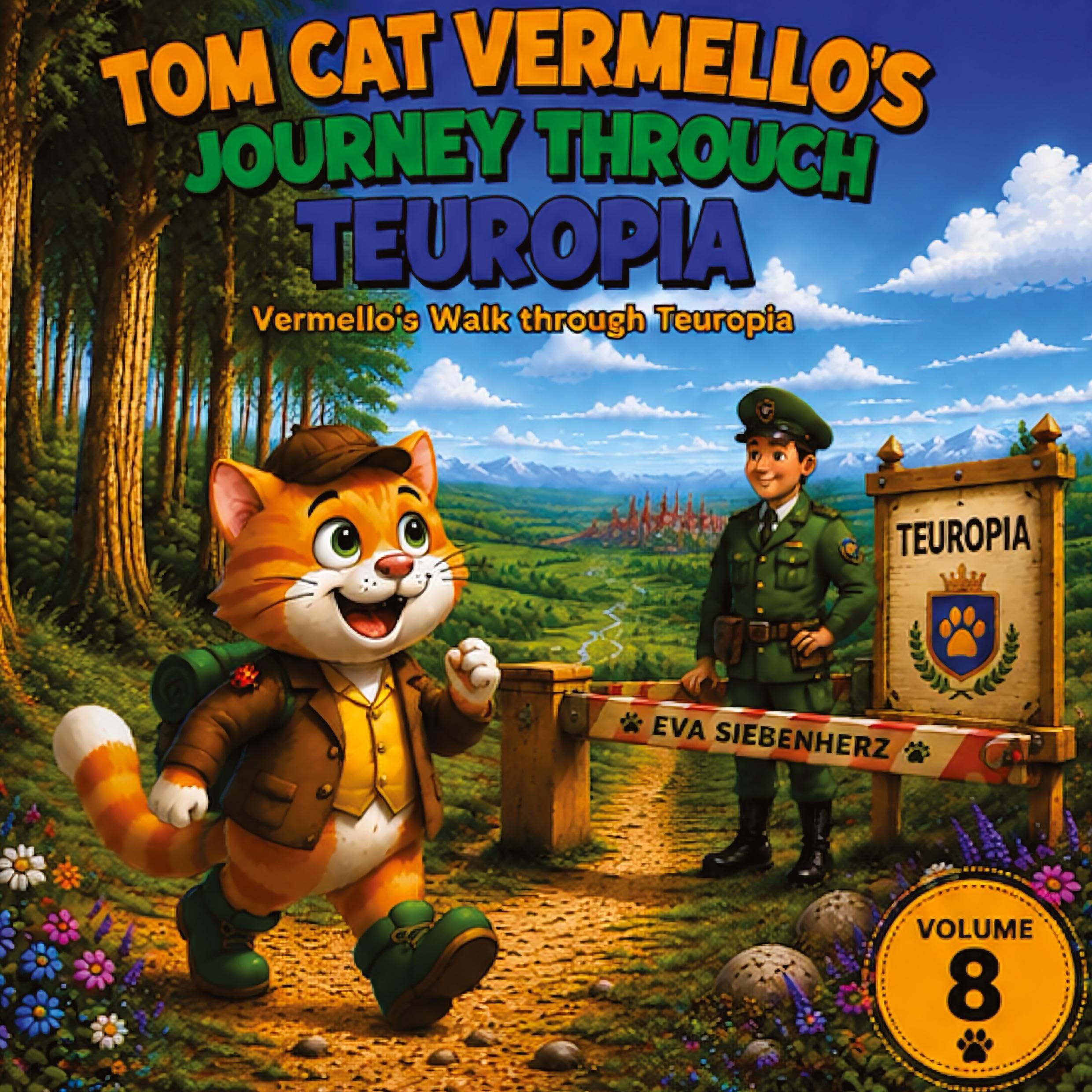 Vermello Walks Through Teuropia: Humorous, child-friendly cat stories presented as a picture book and read-aloud book in 14 chapters, available as individual volumes