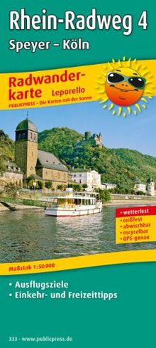 Radwanderkarte Rhein-Radweg 4, Speyer - Köln: Mit Ausflugszielen, Einkehr- & Freizeittipps, wetterfest, reißfest, abwischbar, GPS-genau. 1:50000: mit ... reissfest, abwischbar, GPS-genau. 1:50000