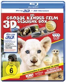 Die große Kinderfilm-Geschenk-Box mit drei preisgekrönten Tier-Abenteuern: Der weiße Löwe, Benny - Allein im Wald, Die Königin der Erdmännchen (3 3D Blu-rays) von Michael Swan, Chris Barker | DVD | Zustand sehr gut