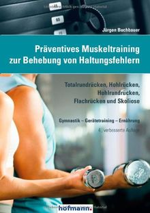 Präventives Muskeltraining zur Behebung von Haltungsfehlern: Totalrundrücken, Hohlrücken, Hohlrundrücken, Flachrücken und Skoliose. Gymnastik, Gerätetraining, Ernährung