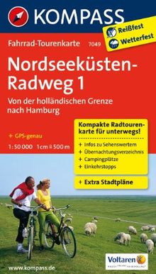 Nordseeküstenradweg 1, Von der holländischen Grenze nach Hamburg: Fahrrad-Tourenkarte. GPS-genau. 1:50000.