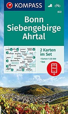 KOMPASS Wanderkarte Bonn, Siebengebirge, Ahrtal: 2 Wanderkarten 1:35000 im Set inklusive Karte zur offline Verwendung in der KOMPASS-App. Fahrradfahren. (KOMPASS-Wanderkarten, Band 822)