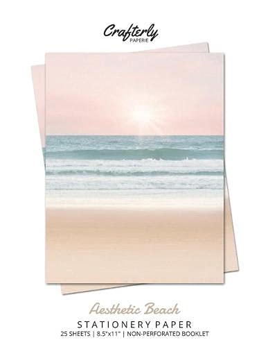 Aesthetic Beach Stationery Paper: Cute Letter Writing Paper for Home, Office, Letterhead Design, 25 Sheets
