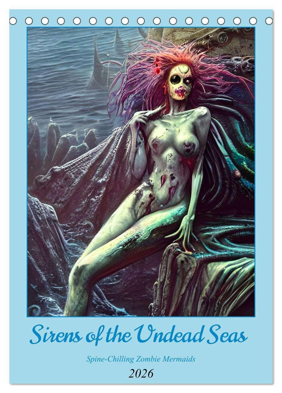 Sirens of the Undead Seas (Desk Calendar 2026 DIN A5 portrait), CALVENDO 12 Month DeskCalendar: Spine-Chilling Zombie Mermaids
