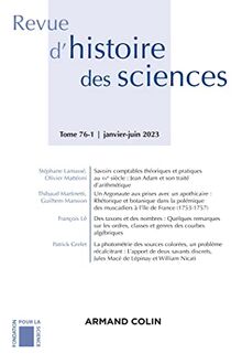 Revue d'histoire des sciences, n° 76-1