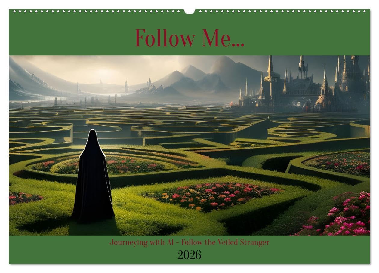 Follow Me... (Wall Calendar 2026 DIN A2 landscape), CALVENDO 12 Month Wall Calendar: Journeying with AI - Follow the Veiled Stranger